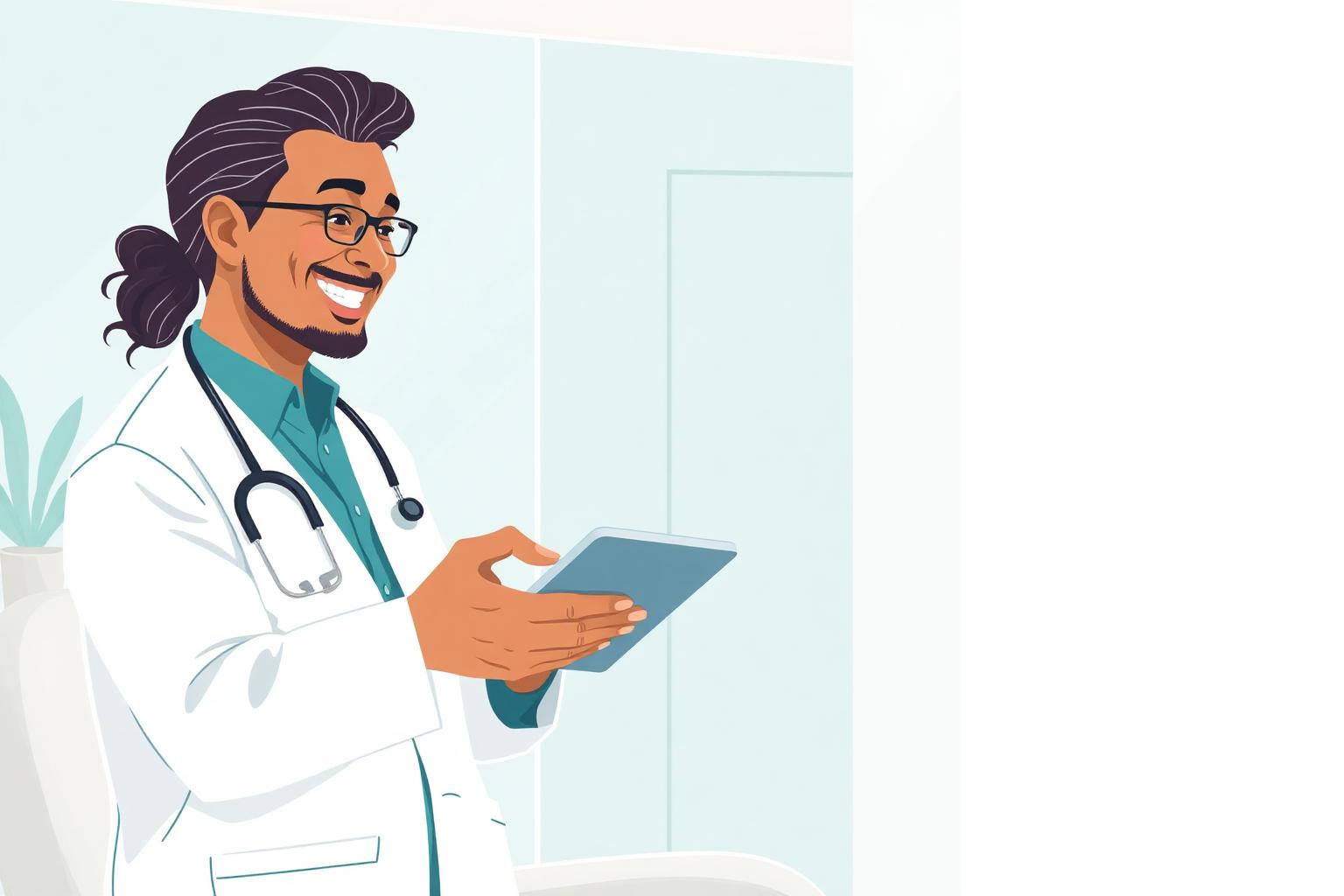 Doctor consulting a patient via tablet